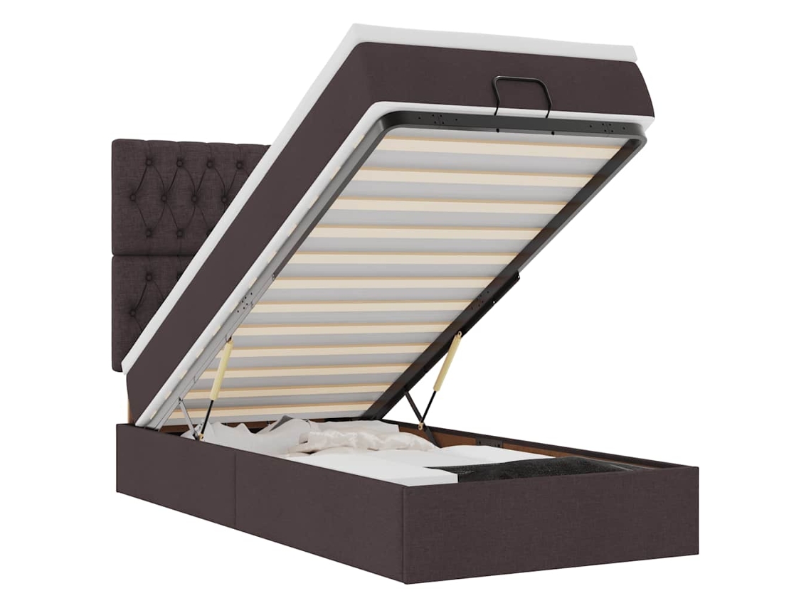 Maison Exclusive - Estructura Cama Otomana Colchón Tela Marrón Oscuro 90x190 Cm