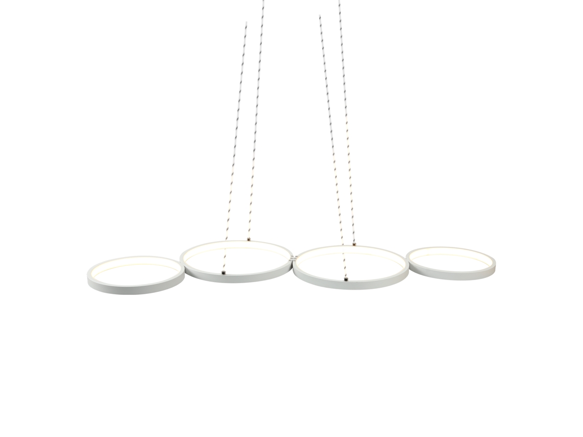 Lámpara Colgante Led Blanca Moderna Diam.88Cm Lámpara para 4 Anillos Diseño de Metal Regulable con Control Remoto para Salón y Dormitorio NETTLIFE