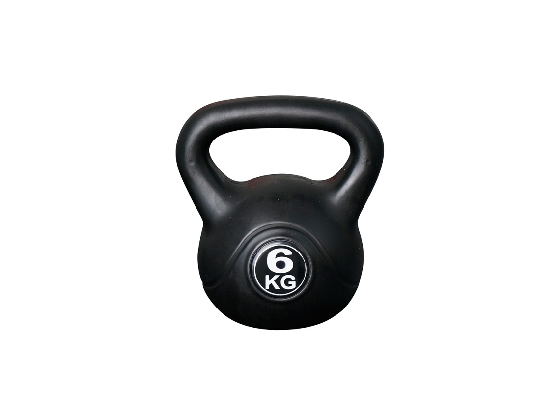 Kettlebell 6 kg - Plástico - para uso interior y exterior - Negro