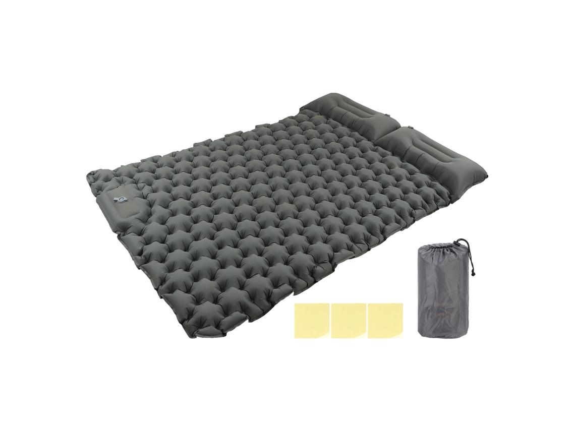 Colchón De Camping Gris Nylon Impermeable Soporte Ergonómico Inflado En 60s Mat Para Acampada Al Aire Libre