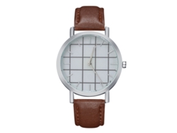 Reloj De Pulsera De Cuarzo Simple Unisex Casual De Cuero Artificial Zhoulianfa Café