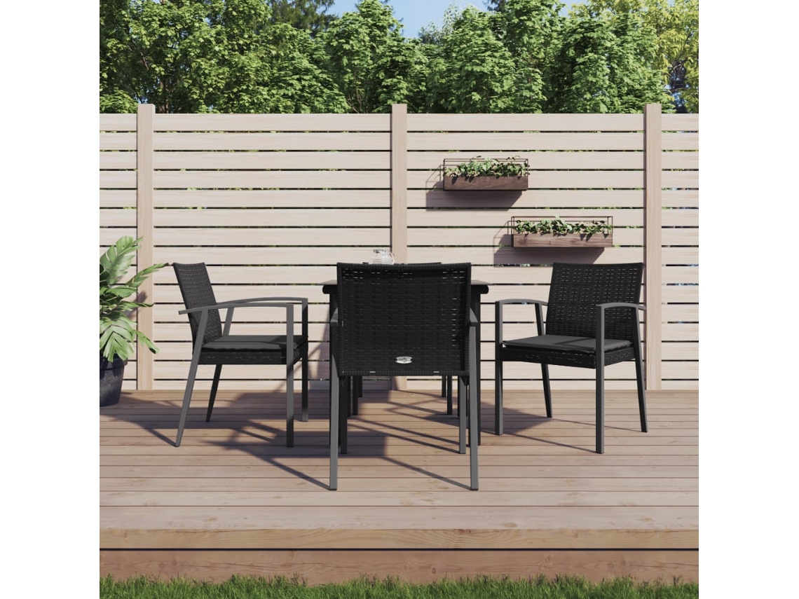 Juego de comedor de jardín de 5 piezas con cojines de mimbre y acero de DKD Home Decor