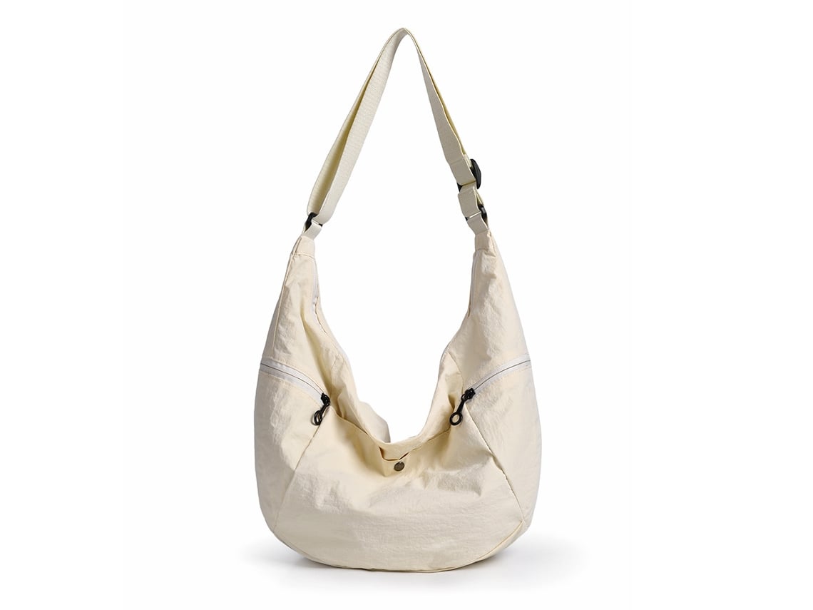 Bolso de gran capacidad (color blanco roto), estilo deportivo y ligero, bandolera, bolso de hombro de nailon.