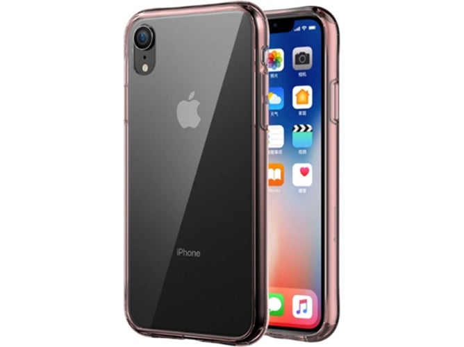 Funda iPhone XR WJS Clear Tempered Glass Back Edge Rosa