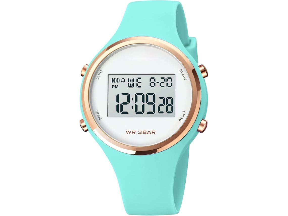 Mujeres Semana Alarma Correa De Goma Impermeable Led Reloj Digital Rosa Yuysan