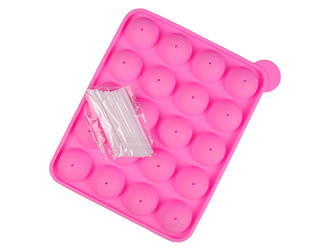 Molde De Silicona Para Chupetes 20 Huecos Con Palitos Forma Esférica Para Chocolate Diy