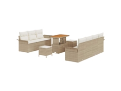 Maison Exclusive - Conjunto de sofás de jardín con cojines, 10 piezas, beige y crema