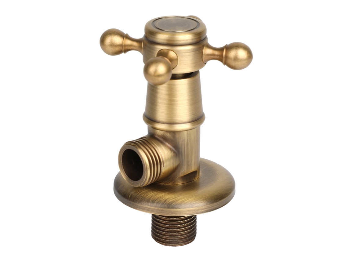 Válvula angular de latón antiguo para baño en forma de triángulo