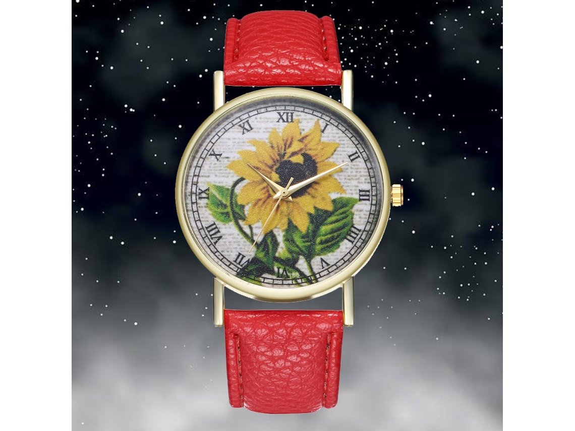 Reloj Analógico De Cuarzo Para Mujer Y Hombre Con Correa Pu De Negocio Rojo