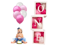 Kit De Decoración Para El Primer Cumpleaños Del Bebé: Globos, Cajas Transparentes, Accesorios Para Fotografía.