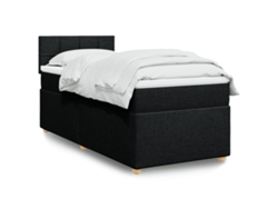 Cama Box Spring Individual Con Colchón Tela Negro