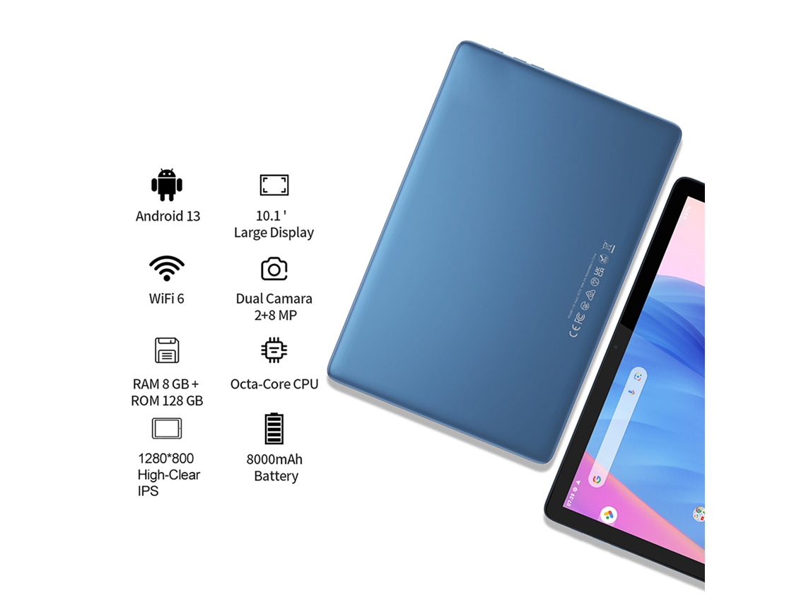 Tablet Android de 10,1 pulgadas, 8 GB de RAM, 128 GB de ROM, 1 TB ampliable, batería de 8000 mAh, color dorado
