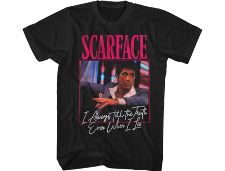 Camiseta Unisexo DEEPSTONE Tony Montana Always Tells The Truth Scarface Negro (XL)