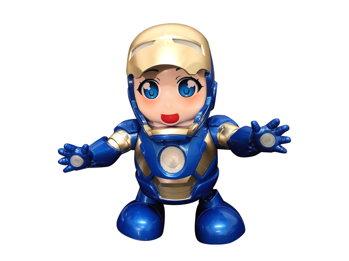 Robot pequeño de juguete 2026 con música, luz, baile y máscara deslizante para niños - Azul
