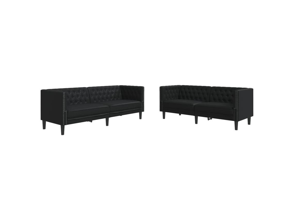 Maison Exclusive - Juego De Sofás Chesterfield 2 Piezas Cuero Sintético Negro