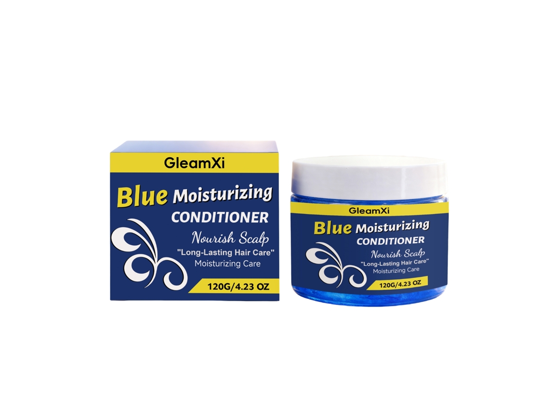 Acondicionador Gleamxi Blue para un cabello hidratado, suave y brillante.