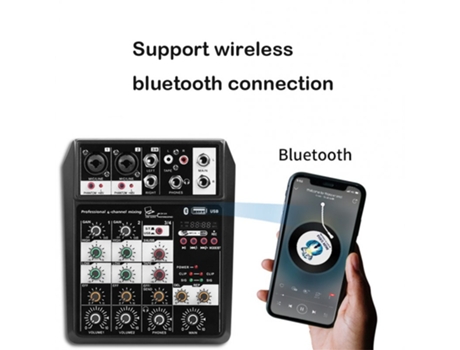 Mezclador audio 4 canales compatible con Bluetooth portátil Consola mezcla sonido Interfaz USB Mezclador C4 para representaciones teatrales Anclas ...