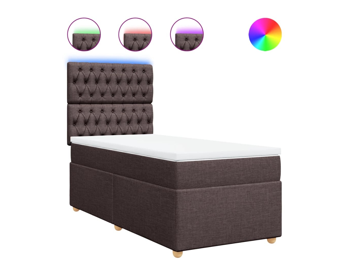 Maison Exclusive - Cama Box Spring Con Colchón Tela Marrón Oscuro 90x190 Cm