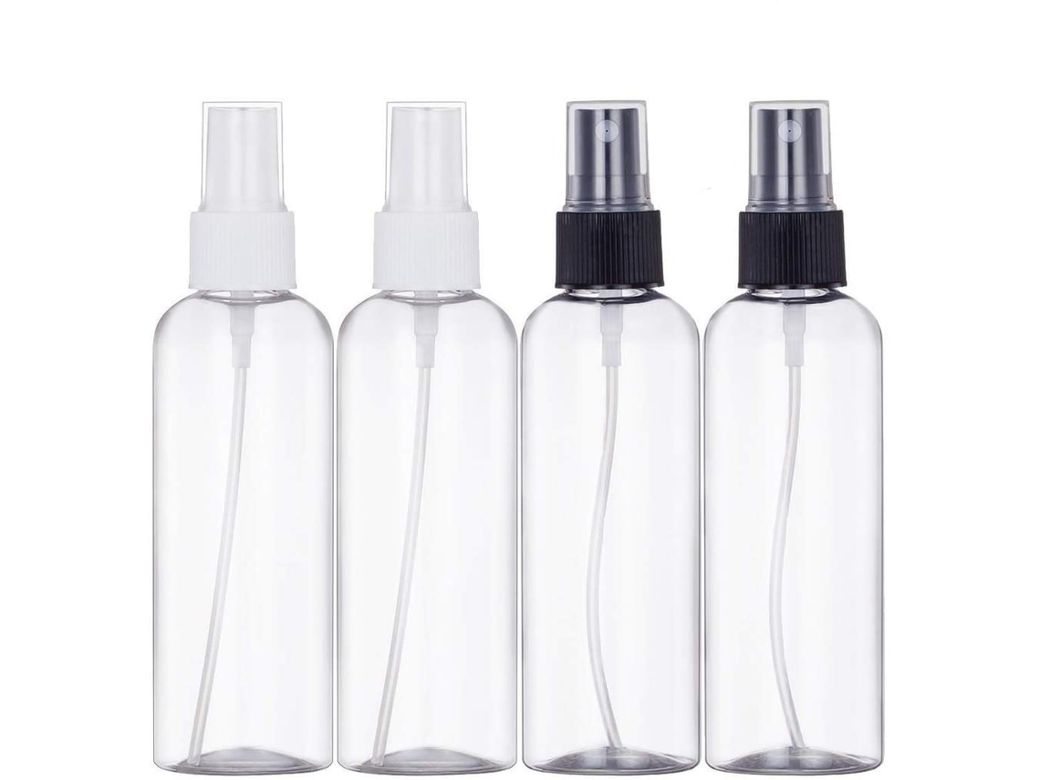 Botella pulverizadora transparente vacía de 120 ml para viajes, 4 unidades