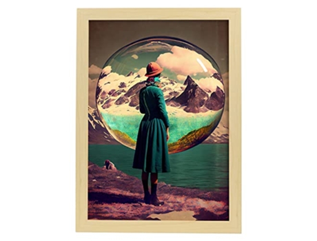NACNIC Poster Burbuja De Agua En Estilo Surrealismo Cinematográfico Ilustraciones Y Grabados De Historieta Abstracta Y Artística A3 Marcos Madera