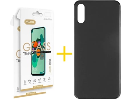 Kit Funda + 2 Protectores de Pantalla Xiaomi Redmi 9A ACCETEL Liso (Negro)