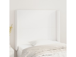 Cabecero Con Orejas De Cuero Sintético Blanco 83x16x118/128 Cm