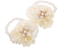 Pulsera De Ramillete De Boda De 2 Piezas Con Perlas De Imitación De Flores Artificiales Ligeras Y