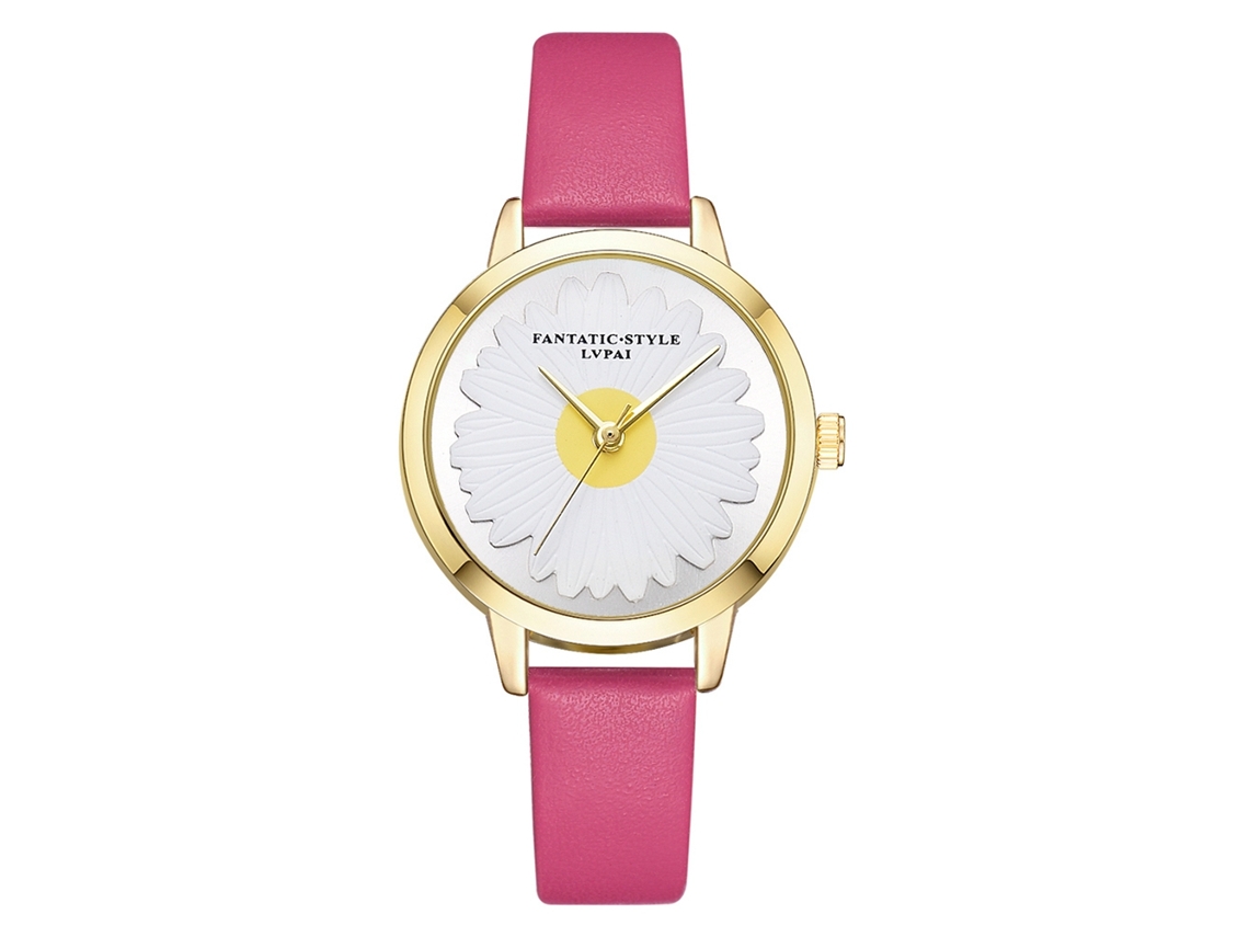 Elegante Reloj De Pulsera Informal Para Mujer Con Movimiento De Cuarzo Y Correa De Pu Rosa/roja.