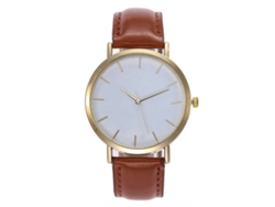 Reloj De Pulsera Analógico De Cuarzo Con Correa Sencilla De Pu Para Hombre Y Mujer (marrón)