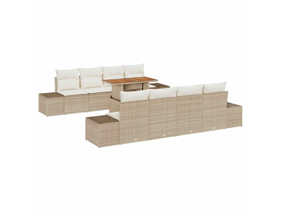 Maison Exclusive - Conjunto De Comedor De Jardín Con Cojín 9 Pcs Beige Y Crema