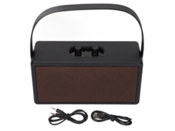 Altavoz Bluetooth Inalámbrico Portátil Retro Clásico Exterior De Madera Usb Flash Drive Negro