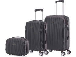 Conjunto de 3 Maletas de Viaje RAYKONG Negro Neceser/Cabina/Mediana (29/55/68 cm - 16,84/45/76,5L)