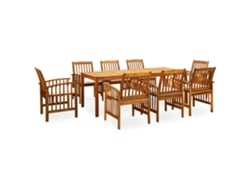 Conjunto de comedor de jardín DKD Home Decor de 9 piezas con cojines, madera maciza de acacia