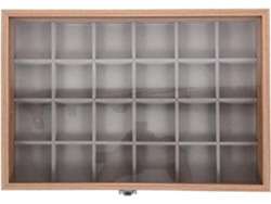 Joyería Madera Transparente Organizador Pendientes 24 Compartimentos Capacidad Personal Exhibición Joyas Caja
