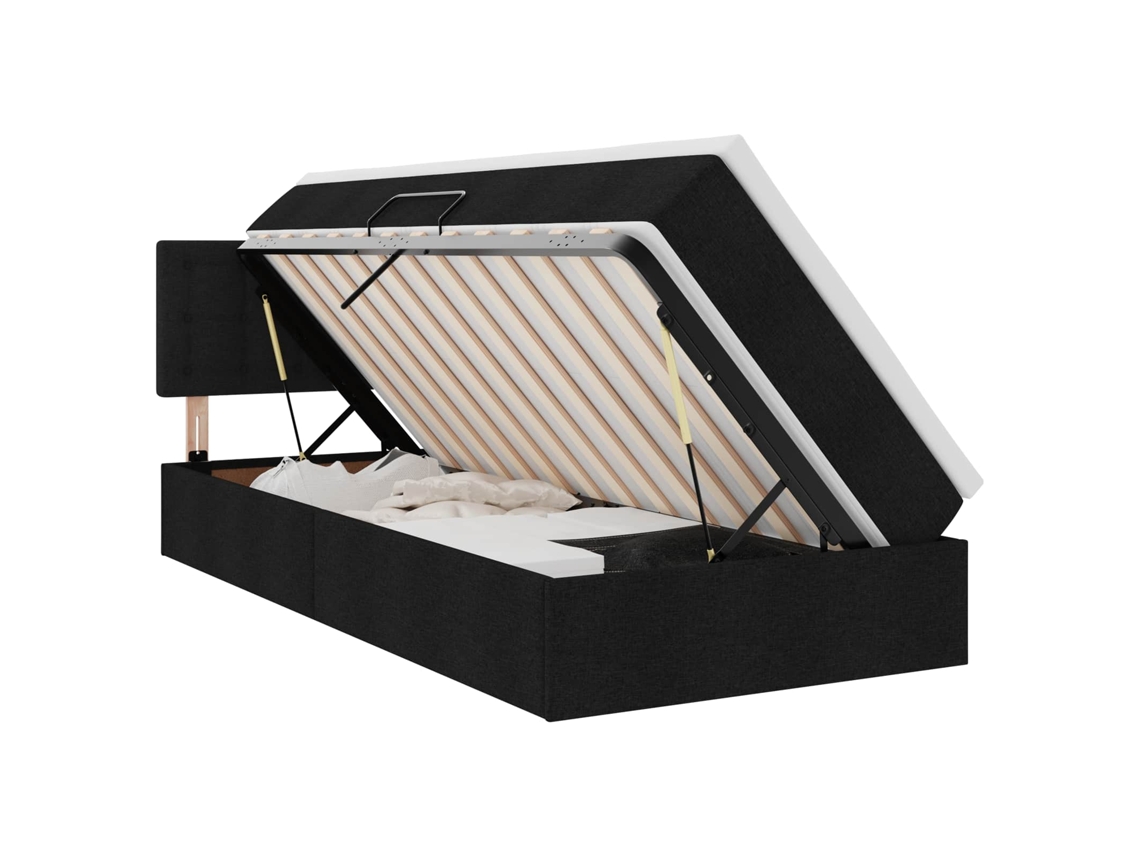 Vidaxl Cama Con Almacenamiento Y Colchón Con Colchón Negro 90 X 200 Cm
