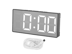 Despertador Digital Led Con Espejo, Reloj Electrónico Usb, Monitor De Temperatura Y Humedad Para Hogar, Escritorio, Oficina Negro