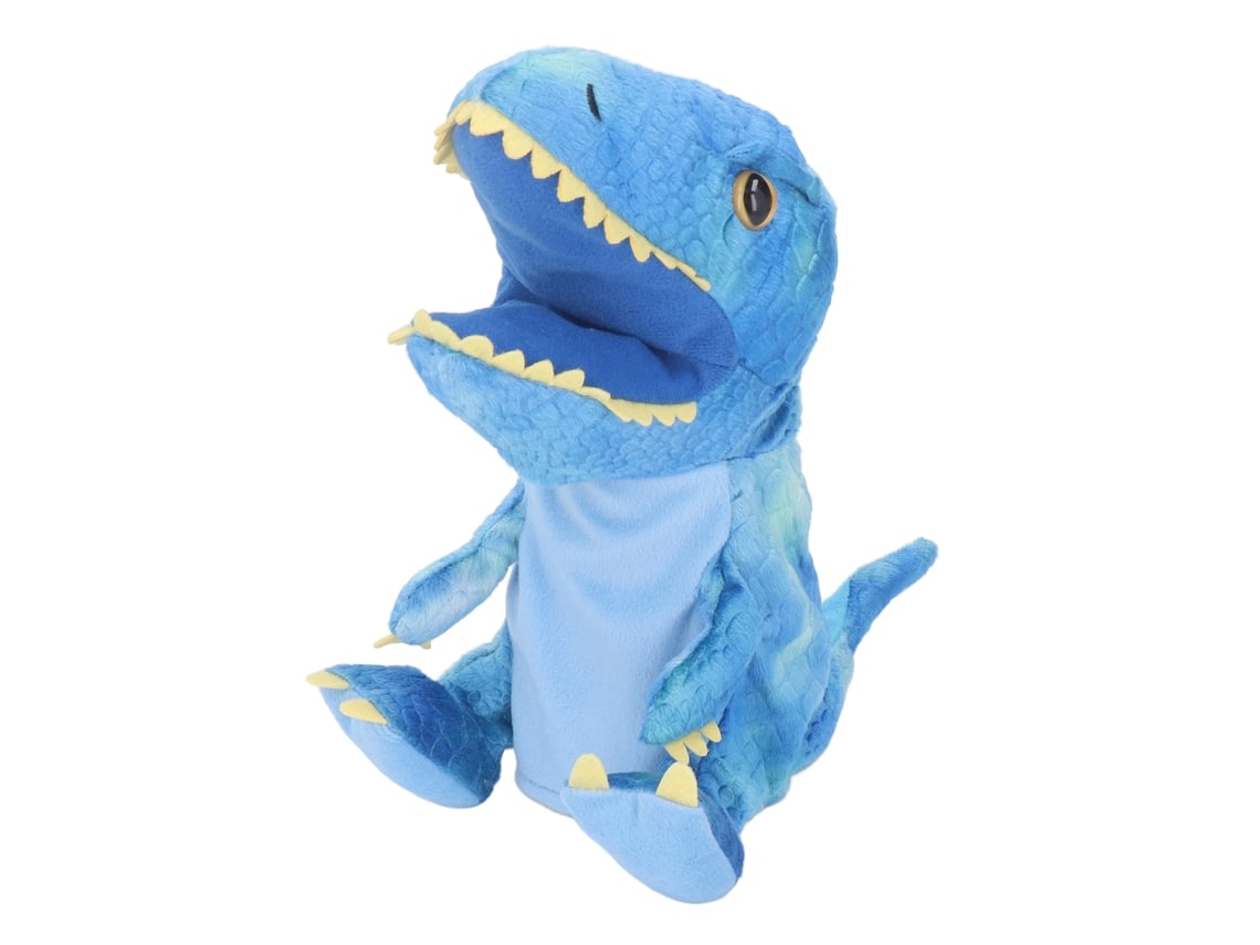 Ats-juguete De Mano De Dinosaurio De Peluche 11.8 Pulgadas Boca Móvil Suave Para Niños Y Adultos Azul