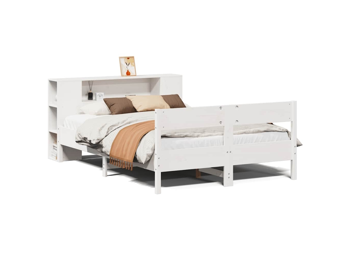 Maison Exclusive - Cama Con Estantería Sin Colchón Madera Maciza Blanca 140x190 Cm