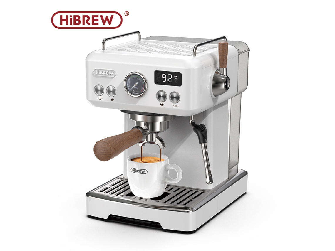 Cafetera espresso Hibrew H10 Plus, semiautomática, con presión de 20 bares, calentamiento rápido y control de temperatura.