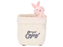 Portalápices y bolígrafos, adorno de mesa, con forma de conejo en una bolsa de supermercado