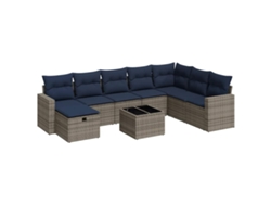 Conjunto de 9 sofás de jardín con cojines de mimbre y patas grises, MAISON EXCLUSIVE (90 x 200 cm)