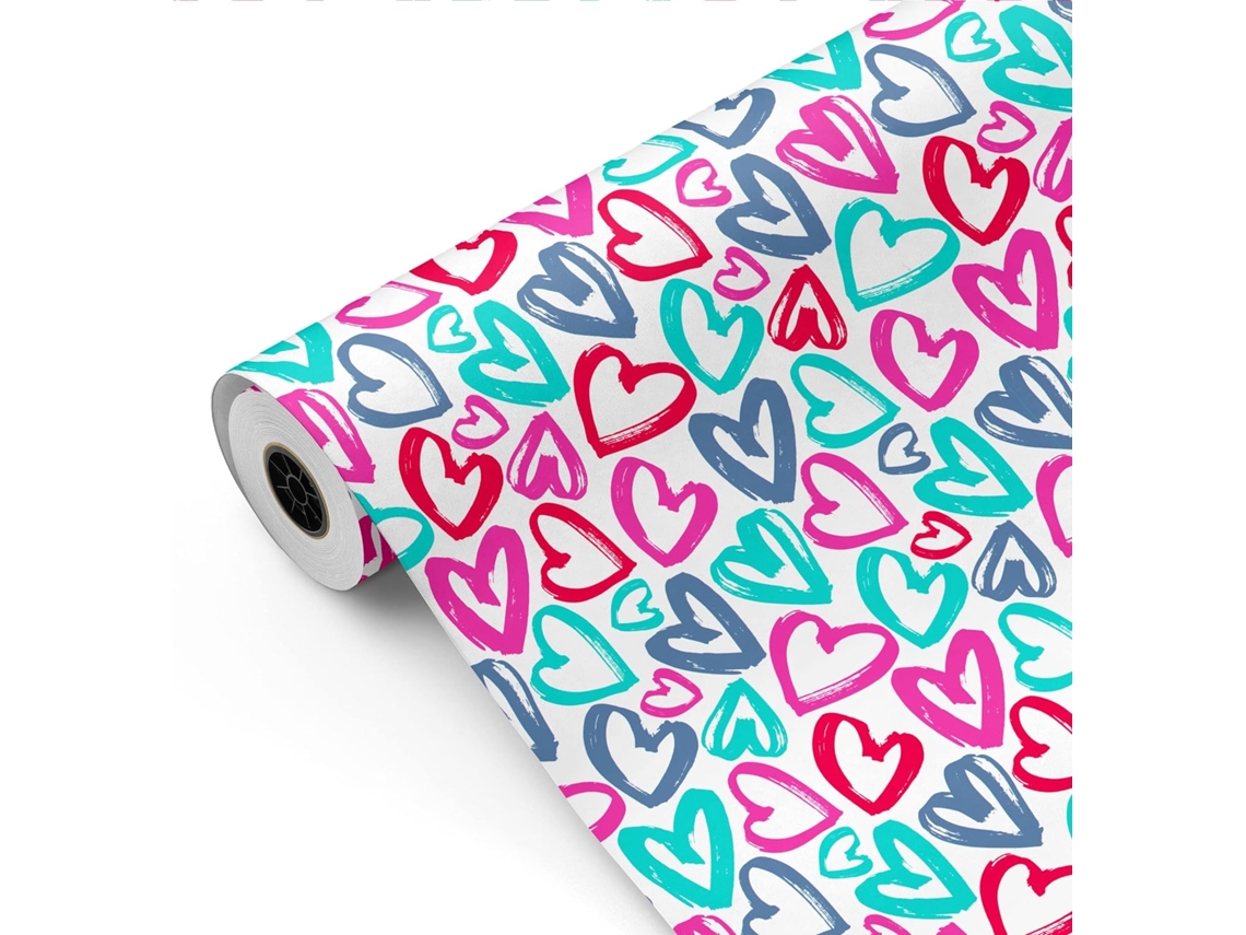 Rollo Papel Regalo Corazones 62cm X 80m Bobina Resistente San Valentín Eventos - Fp Fiesta Paper