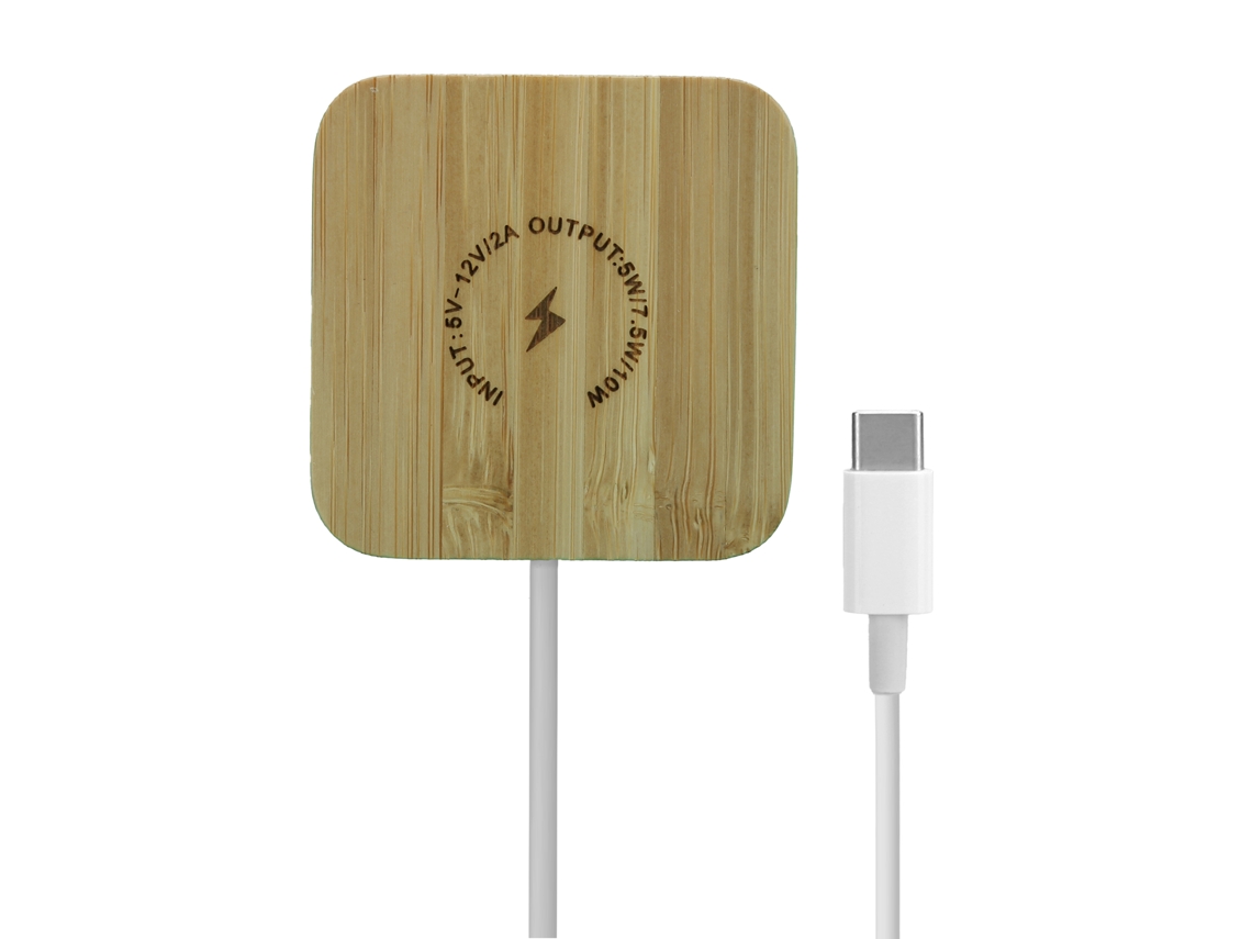 Base De Carga Rápida Portátil Con Cargador Inalámbrico Magnético T14 Para Ios 12 Con Acabado En Madera Clara.