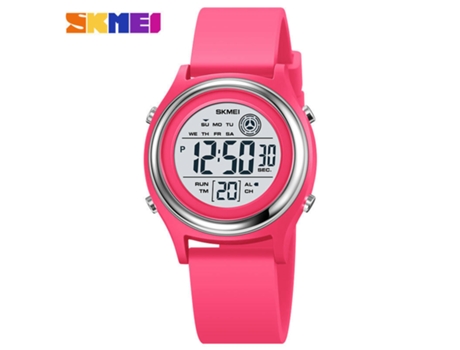 Reloj deportivo digital para mujer Pantalla LED Electrónica Reloj impermeable-Rosa rojo LUUCOZK