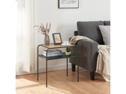 Mesa auxiliar Krødsherad con estante MDF metal 55x51x36 cm - Negro/Roble [EN.CASA]