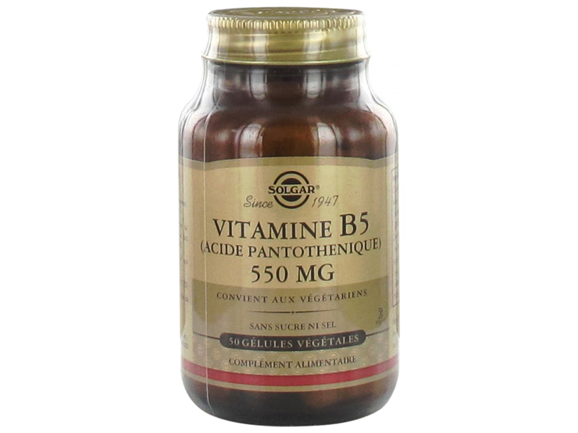 Vitamina B5 Ácido Pantoténico 550 Mg 50 Cápsulas Vegetales SOLGAR