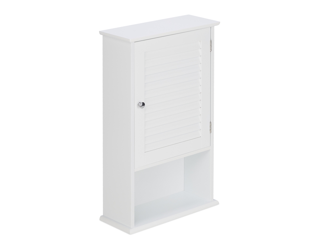Armário De Banho Relaxdays, 3 Compartimentos, Porta Lamelar, Hbt 70 X 42 X 16,5 Cm, Compacto, Branco