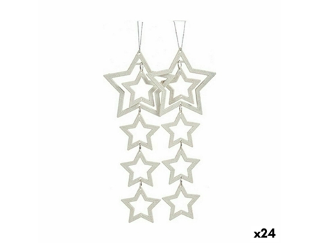 Set Adornos de Navidad Estrellas Nácar 19x0,2x23 cm (24 Unidades)