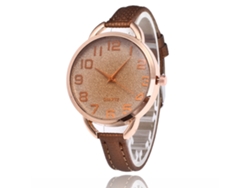Reloj De Pulsera De Cuarzo Para Mujer, De Estilo Coreano Sencillo, Con Correa De Cuero Marrón.