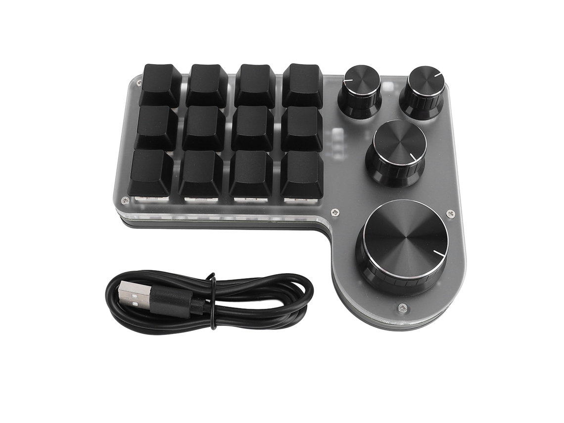 Teclado Mecânico Gamer Macro 12 Teclas 4 Botões Programável Hot Swappable Switch Vermelho Bluetooth Usb